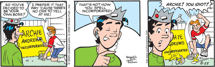 Archie for Aug 25, 2025 by Archie Comic Publications, Craig Boldman and Fernando Ruiz